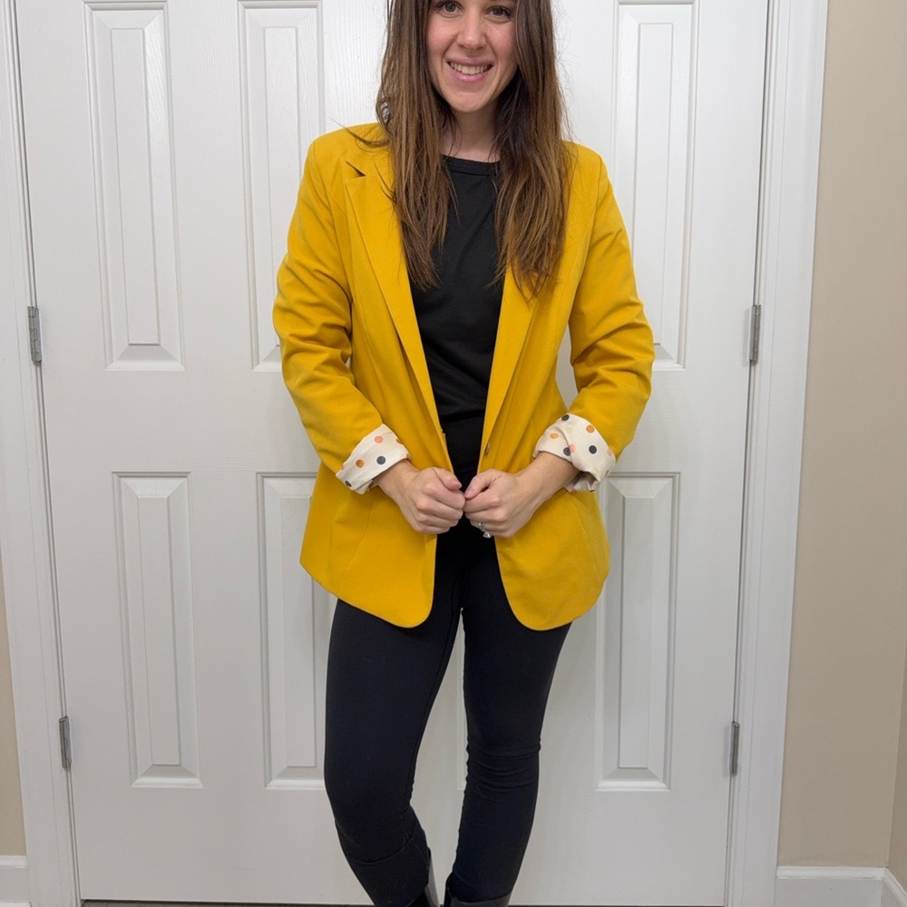 Yellow Women's Blazer with fun folded cuffs